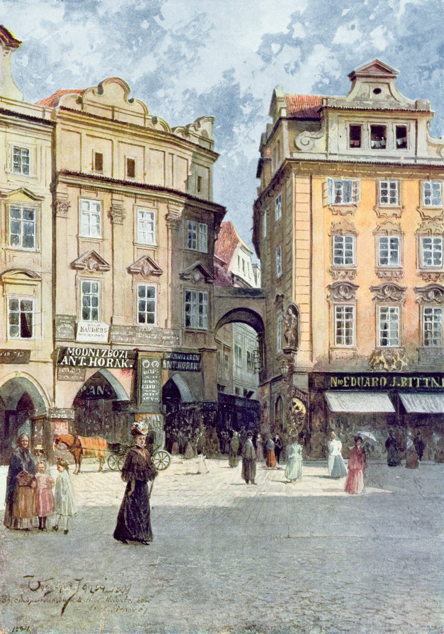 Staromestsky Rynk的视图，来自&39;Old Prague&39;c.1900 作者 瓦茨拉夫·詹萨（Vaclav Jansa）