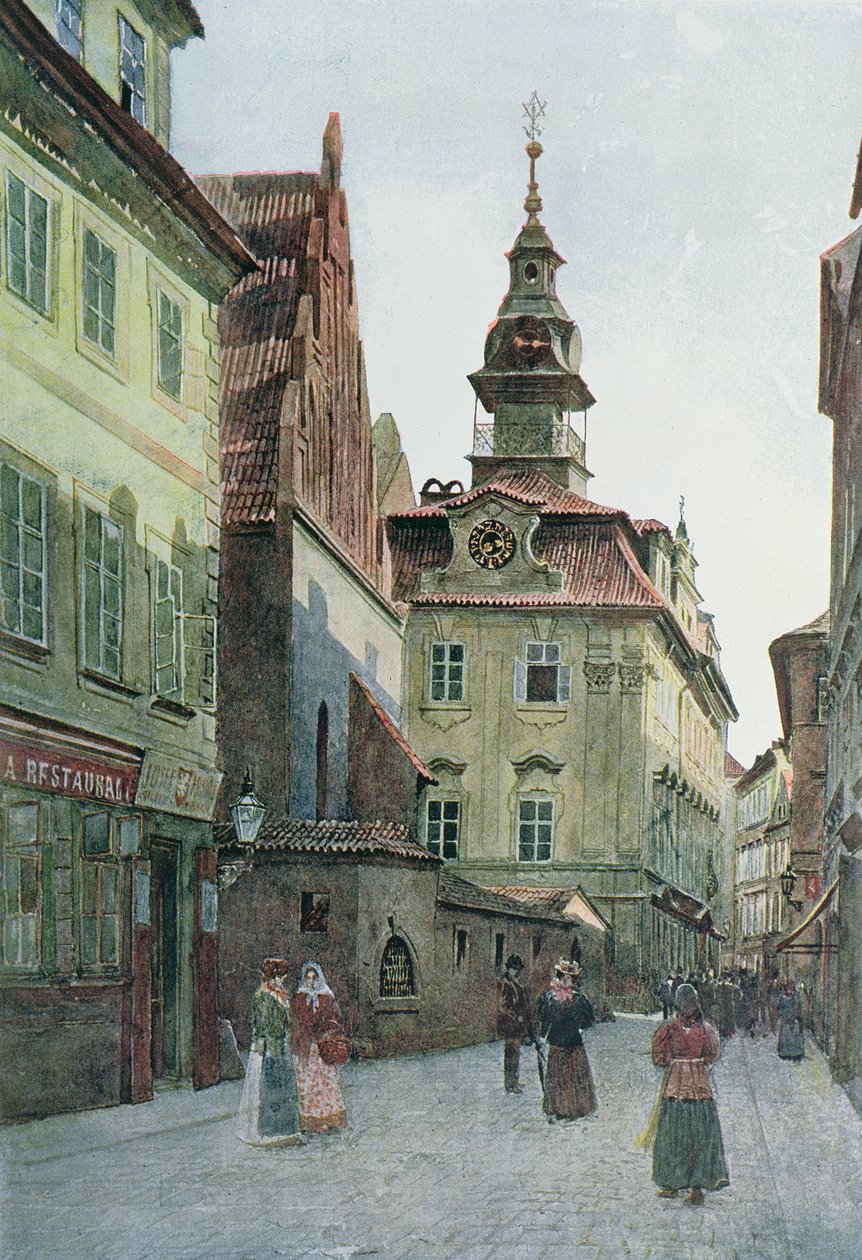 犹太市政厅，布拉格，插图来自&39;Stara Praha&39;，c.1898 作者 瓦茨拉夫·詹萨（Vaclav Jansa）