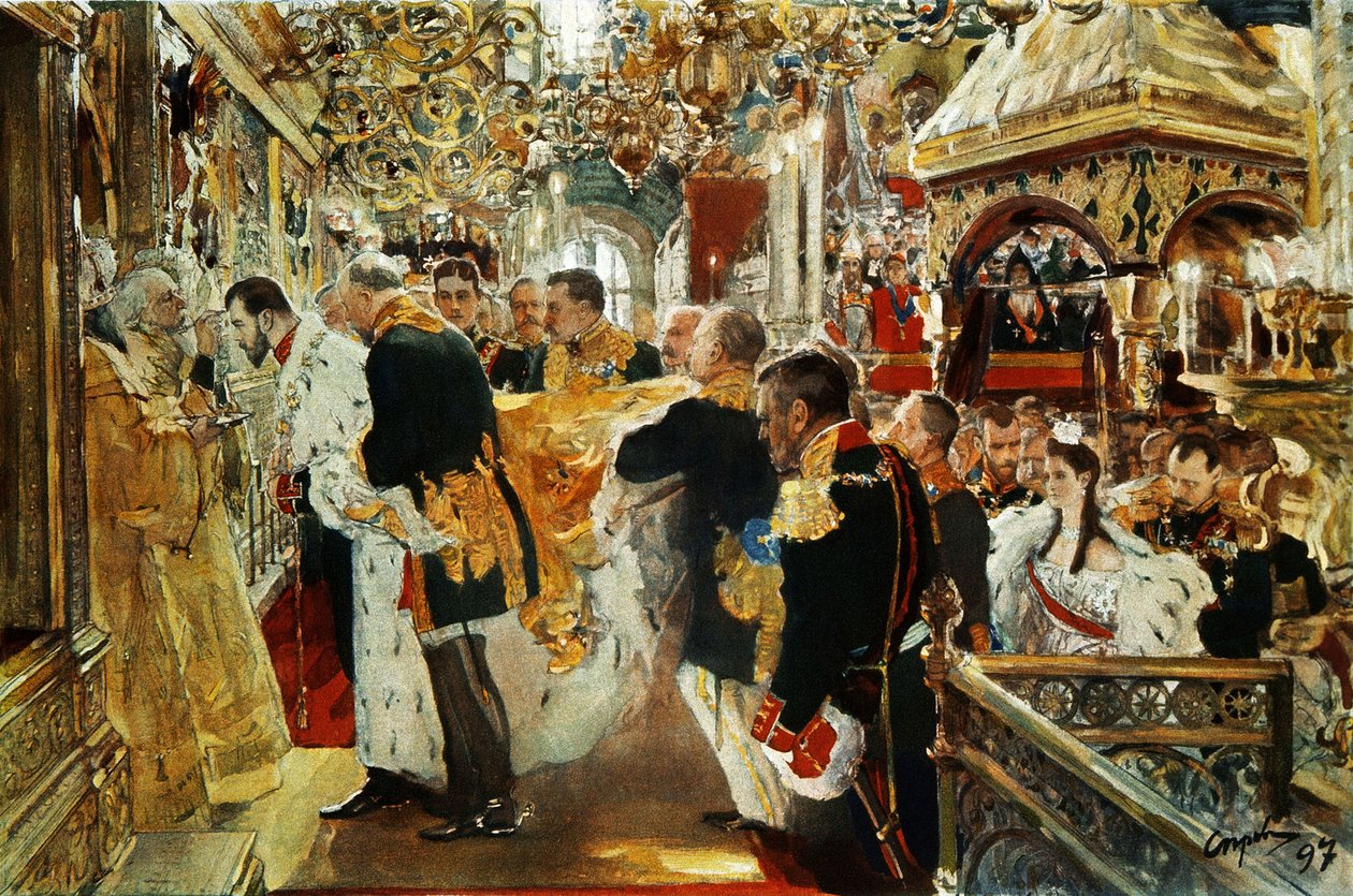 1894 年俄罗斯皇帝（沙皇）尼古拉二世加冕典礼，由瓦连京·谢罗夫 (Valentin Serov) 创作（1 月 19 日） 作者 瓦伦丁·亚历山德罗维奇·塞罗夫