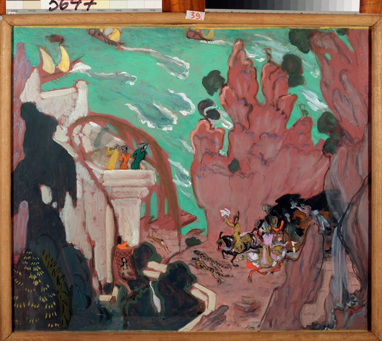 尼古拉斯（尼古拉）-里姆斯基-科萨科夫（Rimski-Korsakov）（1844-1908 年）的芭蕾舞剧《谢赫拉莎德》（Sheherazade）的装饰画。Oeuvre de Valentin Alexandrovich Serov (1865-1911), tempera sur carton. 作者 瓦伦丁·亚历山德罗维奇·塞罗夫