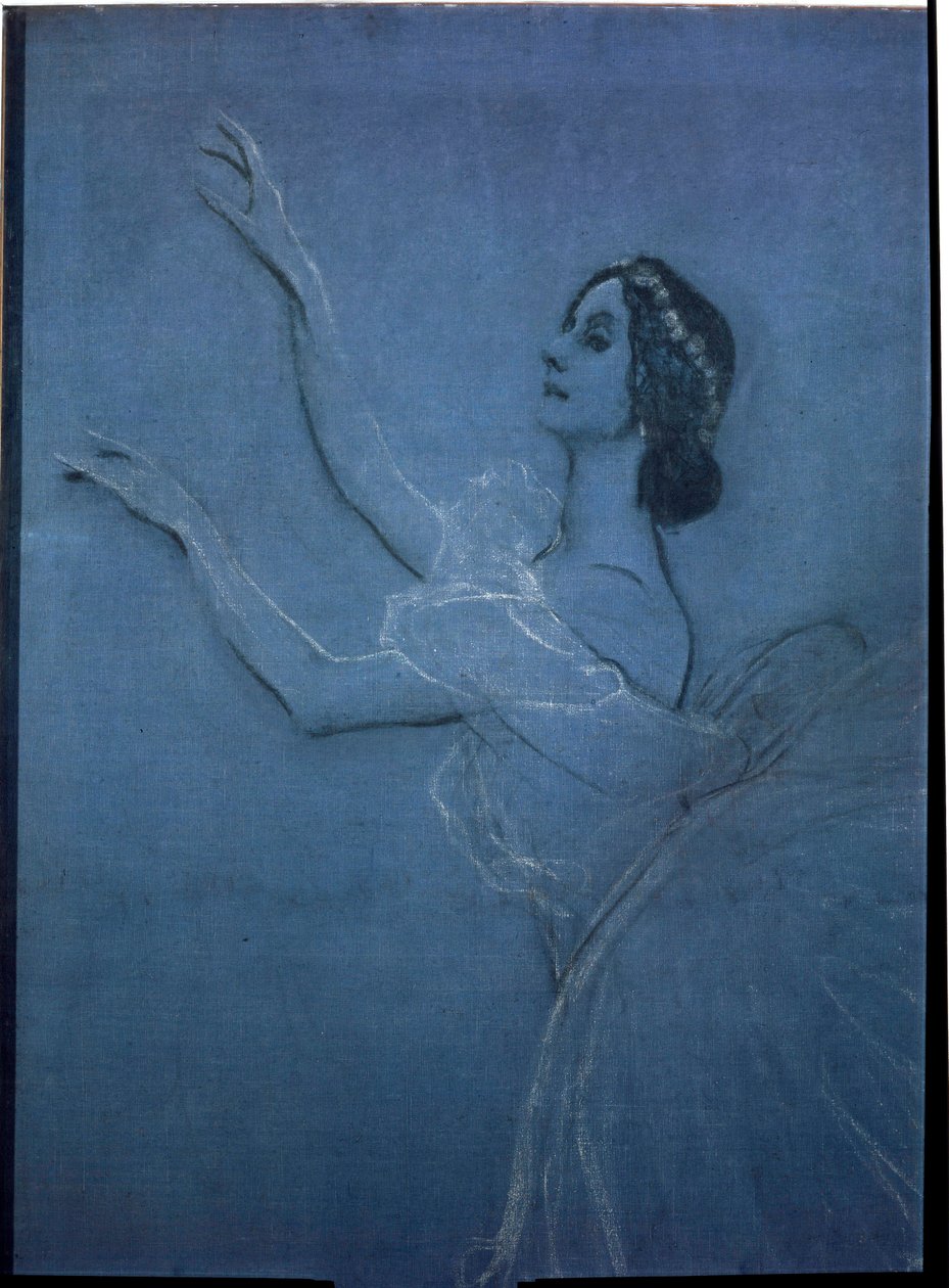 芭蕾舞女演员安娜-帕夫洛娃（1882-1931 年）在弗雷德里克-肖邦（1810-1849 年）的芭蕾舞剧《雌鸽》中（细节）。瓦伦丁-亚历山德罗维奇-谢罗夫（1865-1911 年）作品，布面钢笔画和粉笔画 作者 瓦伦丁·亚历山德罗维奇·塞罗夫