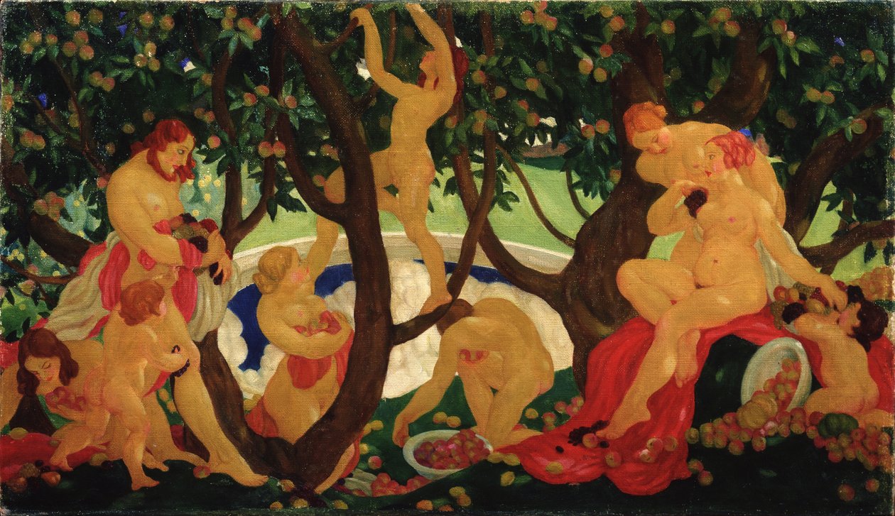 采集苹果，1917年 作者 瓦伦丁·亚历山德罗维奇·雅科夫列夫