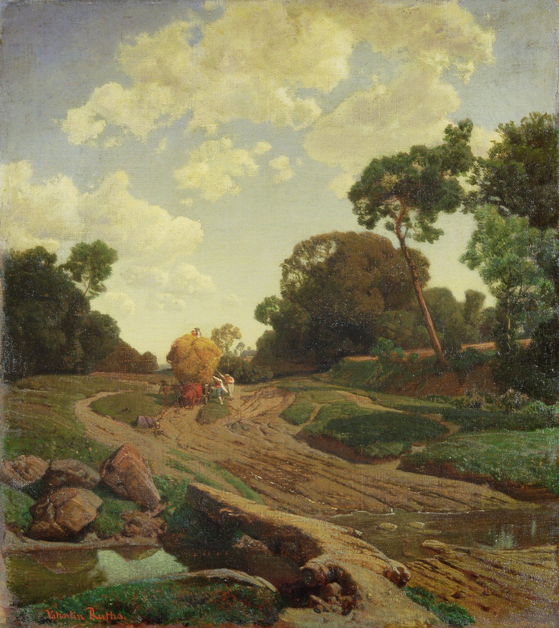 景观与Haywagon，c.1858 作者 瓦伦丁·鲁斯