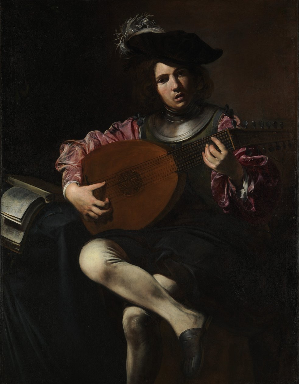 Lute Player，c.1625-26（布面油画） 作者 瓦伦丁·德·布洛涅