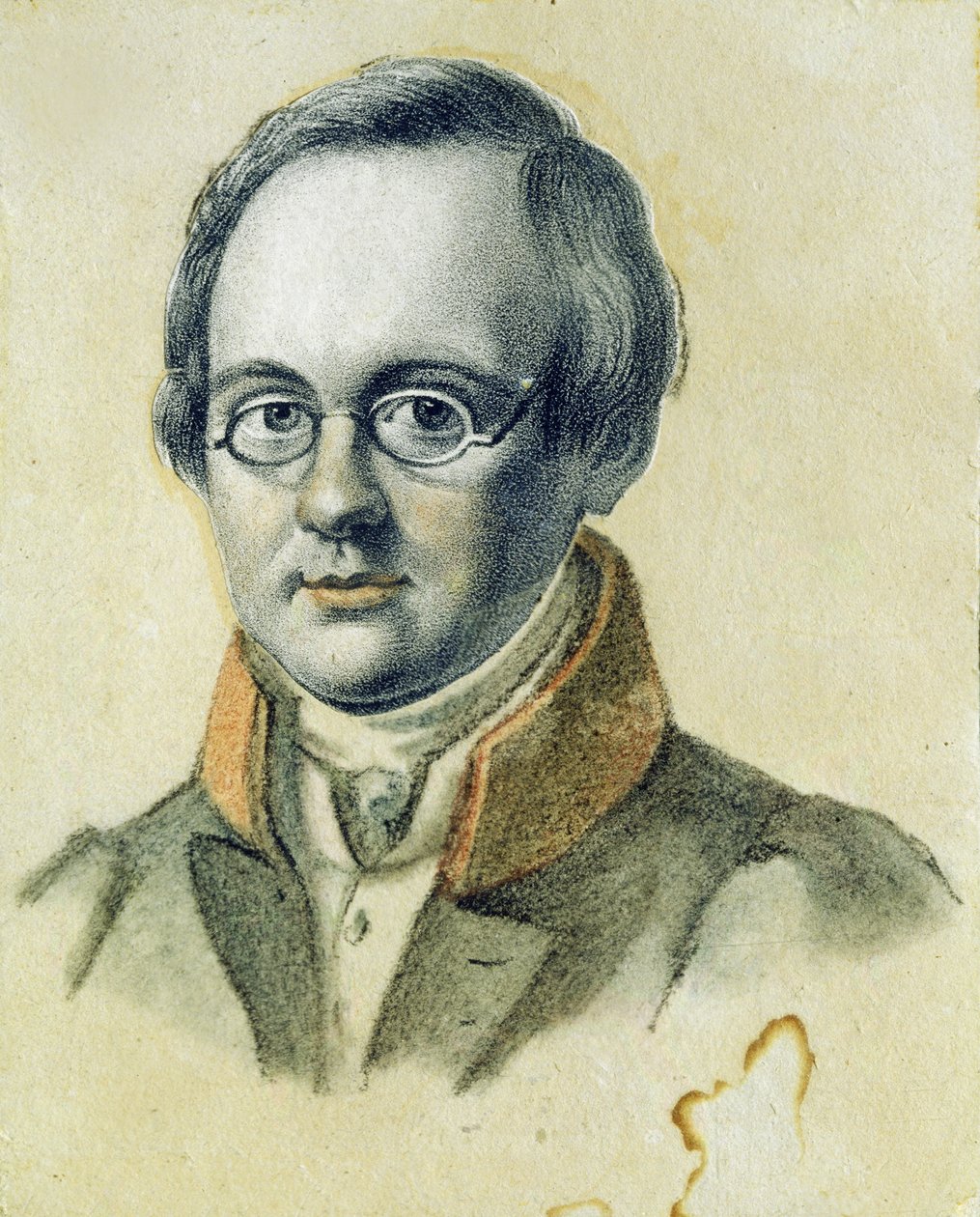 Anton A. Delvig的肖像，1830年（石版画和纸上的wc） 作者 瓦莱里安·普拉托诺维奇·兰格