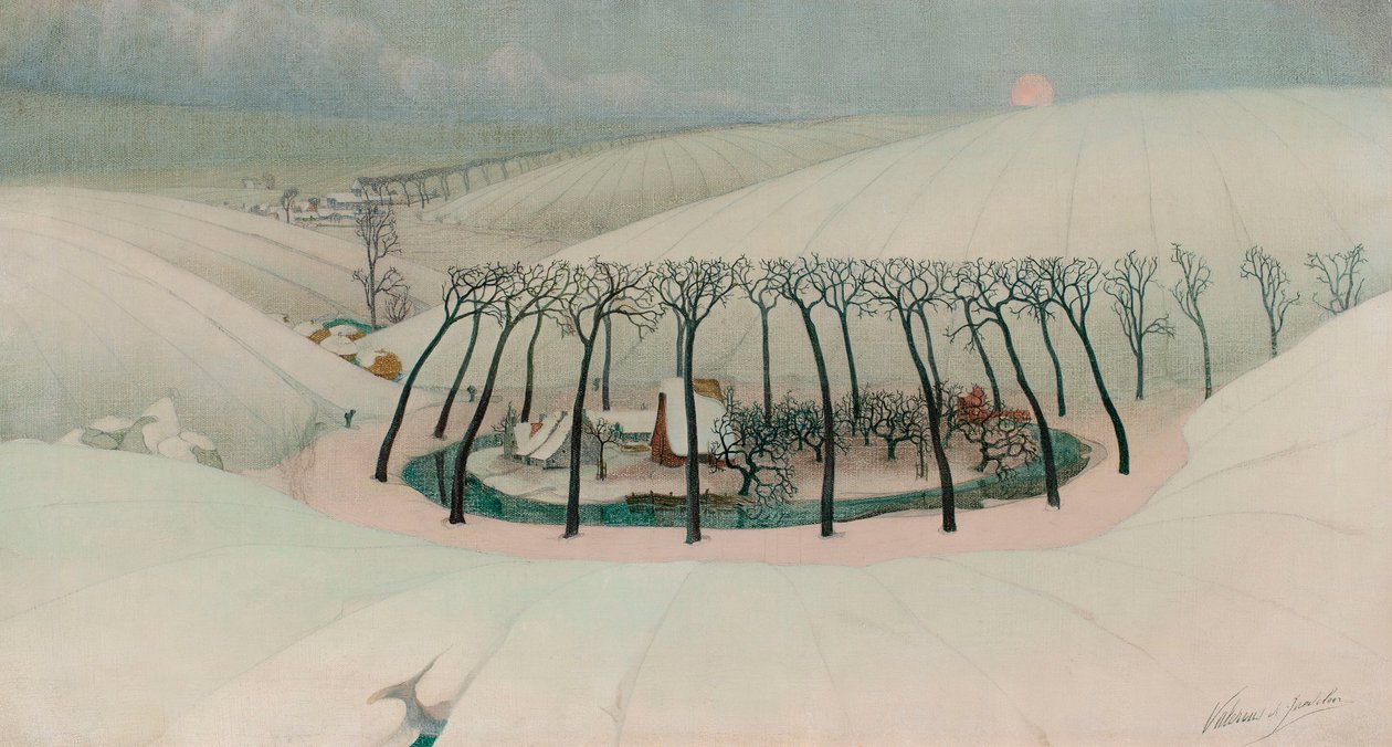 山谷中的农场，约 1916 年（布面油画） 作者 瓦莱里乌斯·德·赛德勒
