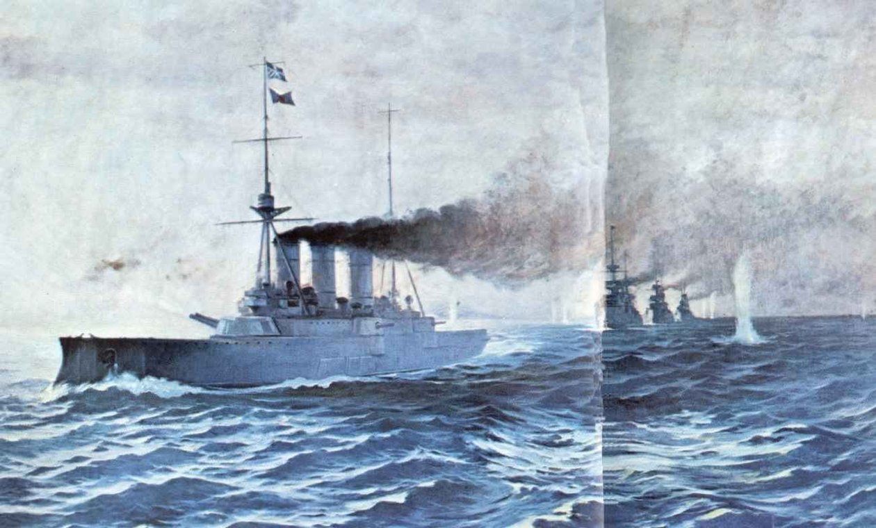 1912年12月13日，Elli海军战役由比雷埃夫斯的希腊海军博物馆于1865年至1915年由Vassileios Chatzis绘制。它显示了前面的巡洋舰Averof，三艘旧战舰Hydra，Spetsai和Psara跟随，射击 作者 Vasileios Hatzis