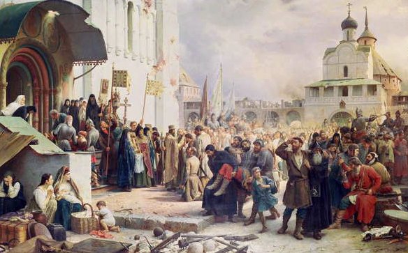 三位一体的围攻Sergius Cloister 1608-10,1891 作者 瓦西里·瓦西里耶维奇（Vasili Vasilievich Vereshchagin）