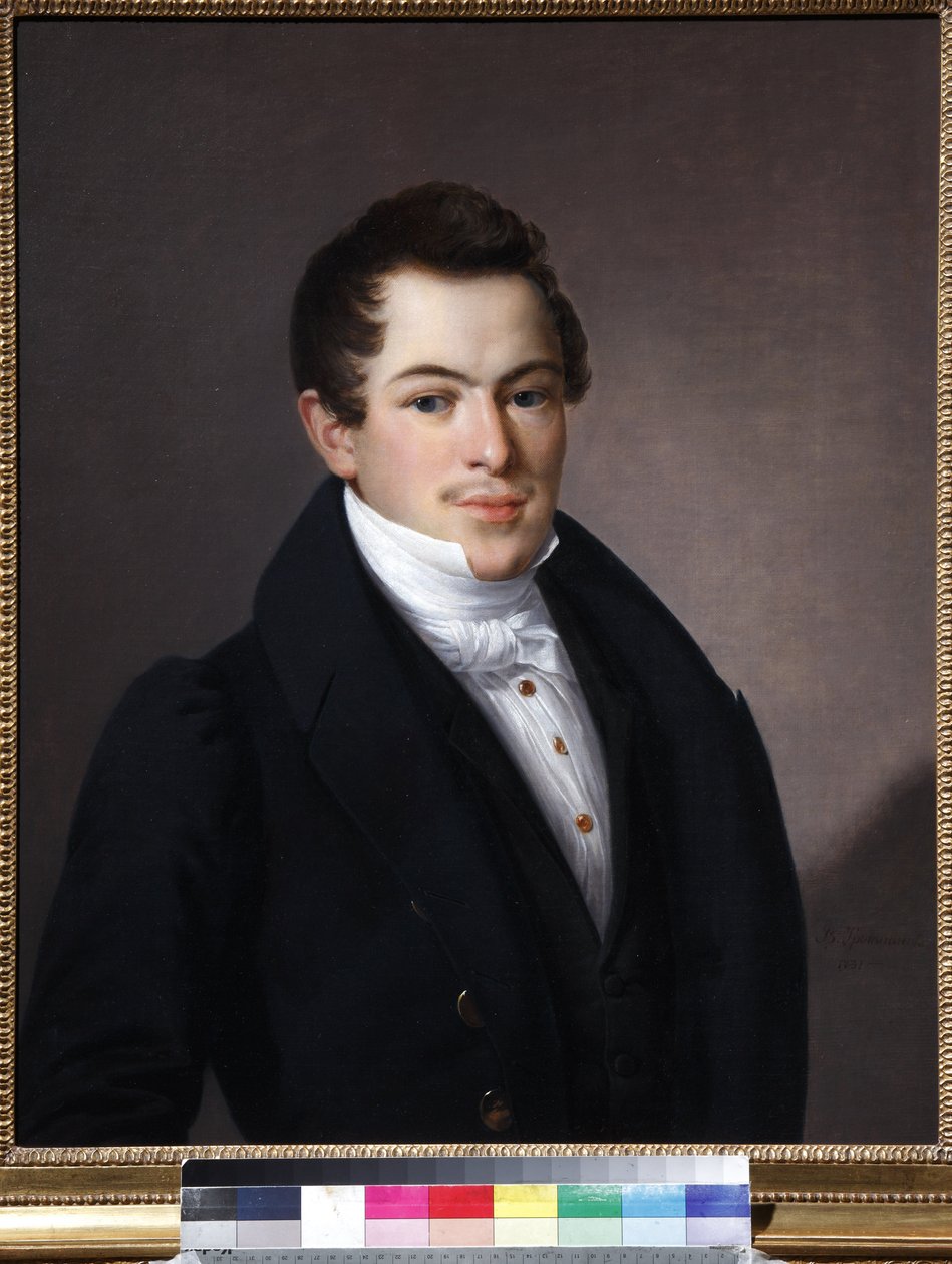 纳乌莫夫（N.P.Naumov）的肖像--瓦西里-安德列耶维奇-特罗皮宁（1776-1857）。布面油画 作者 瓦西里·安德烈耶维奇·托平