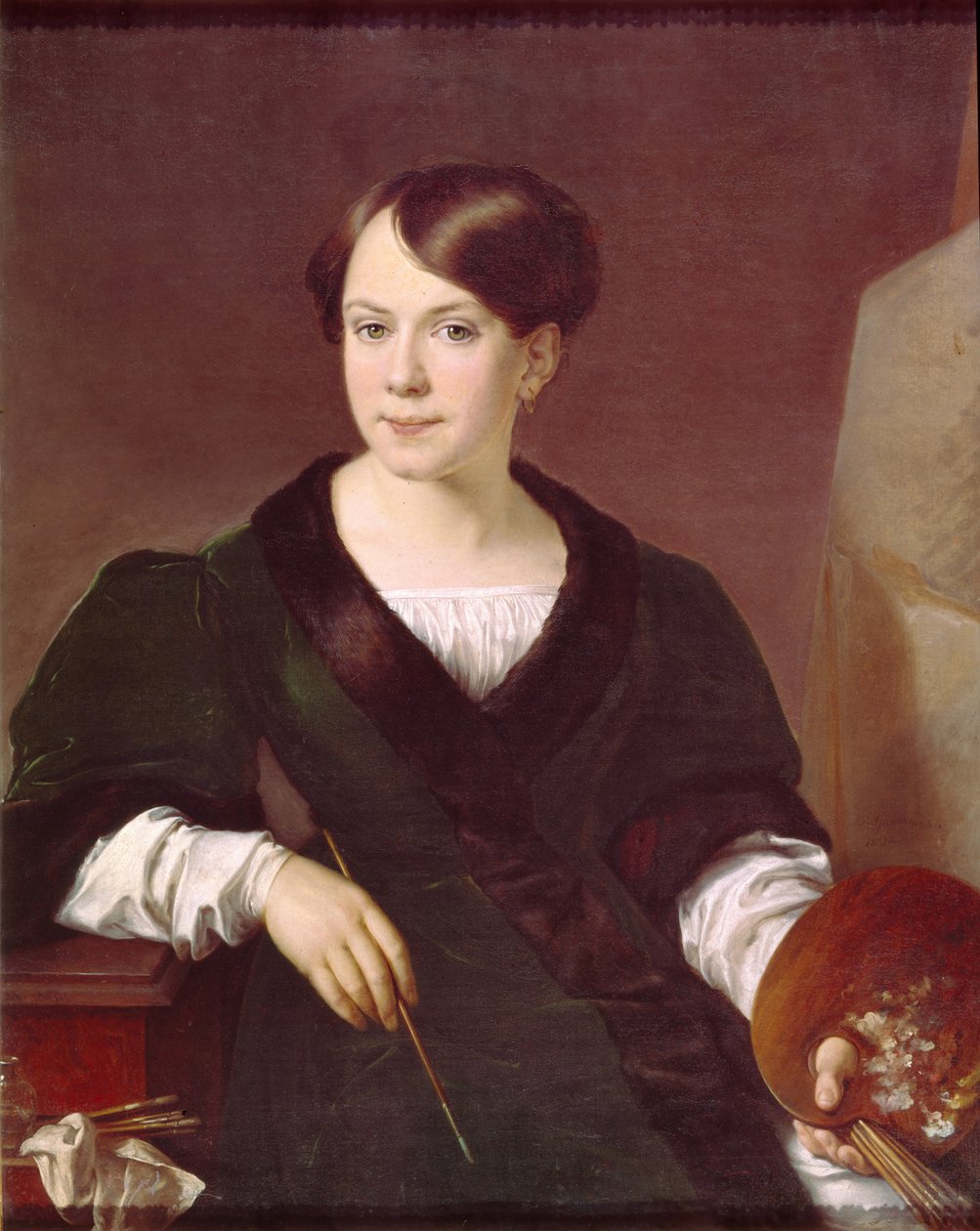 画家Lyubov Borozdna-Stromilova的肖像1813-1894，1831年 作者 瓦西里·安德烈耶维奇·托平