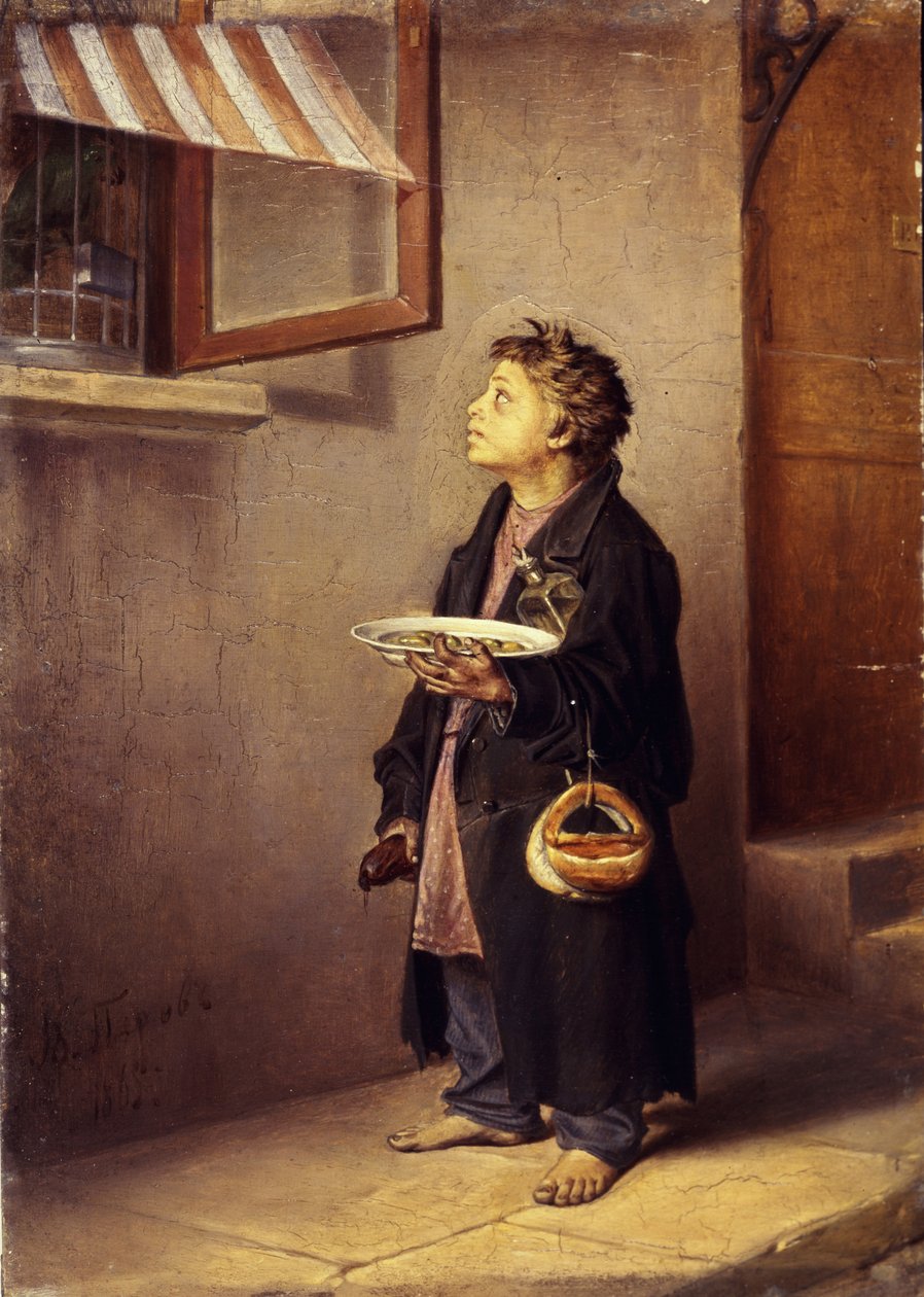 一个学鹦鹉的学徒，1865年 作者 瓦西里·格里戈列维奇·佩罗夫（Vasili Grigorevich Perov）