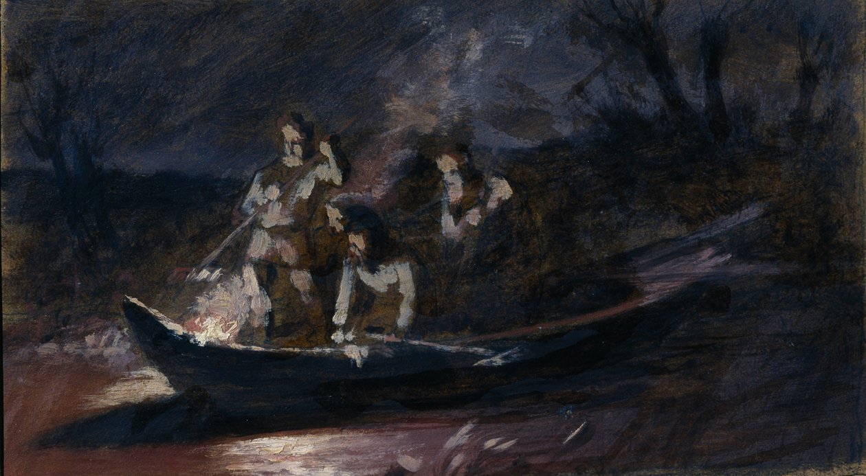 夜矛捕鱼，1870年代 作者 瓦西里·格里戈列维奇·佩罗夫（Vasili Grigorevich Perov）
