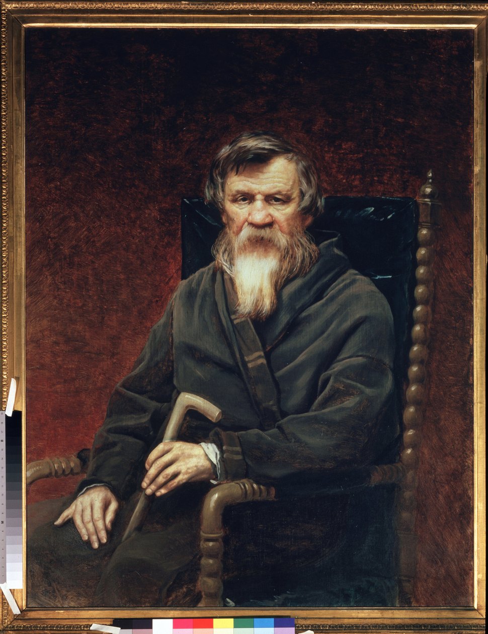 历史学家和记者 Mikhail (Michel) Pogodin（1800-1875 年）的肖像。瓦西里-格里戈里耶维奇-佩罗夫（1834-1882 年）的画作，布面油画 作者 瓦西里·格里戈列维奇·佩罗夫（Vasili Grigorevich Perov）