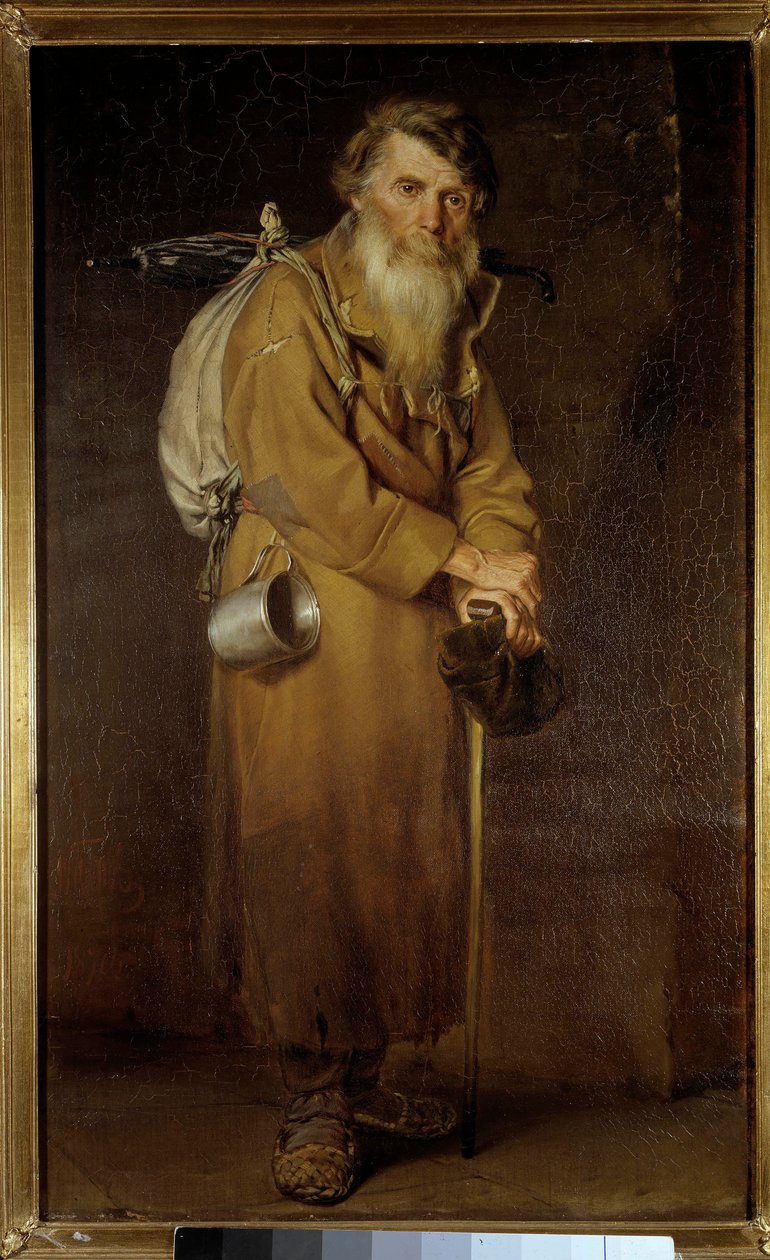 流浪汉。 瓦西里 (Vasili) Perov (1833-1882) 的绘画 作者 瓦西里·格里戈列维奇·佩罗夫（Vasili Grigorevich Perov）