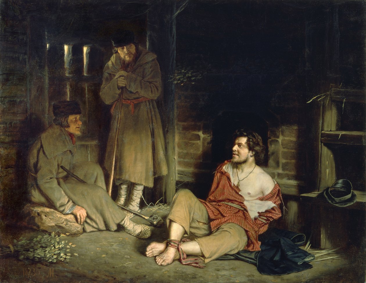 一个Arrant Knave被捕者，1873年 作者 瓦西里·格里戈列维奇·佩罗夫（Vasili Grigorevich Perov）