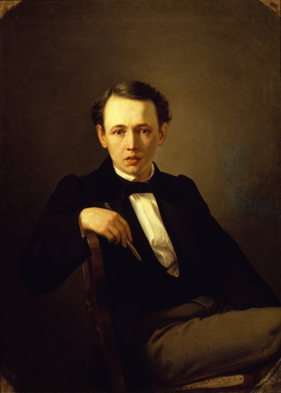 自画像，1851年 作者 瓦西里·格里戈列维奇·佩罗夫（Vasili Grigorevich Perov）