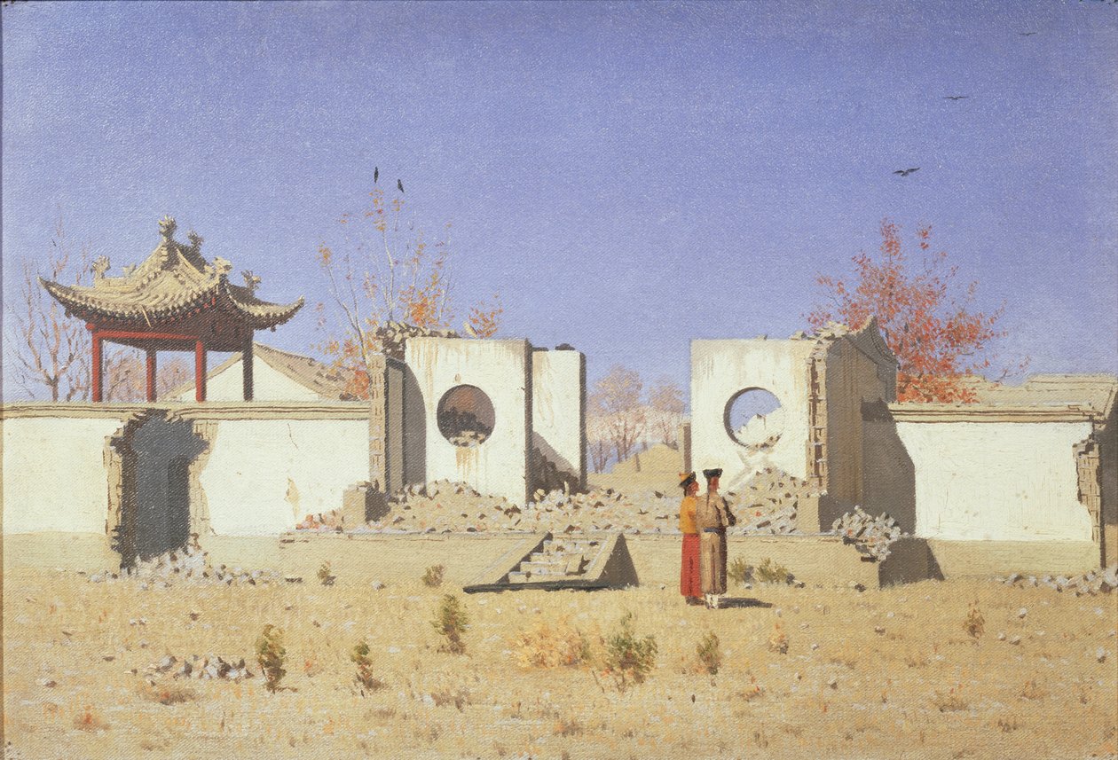 阿肯特（Akkent）的华人庙宇遗址，1869-1870年 作者 瓦西里·瓦西里耶维奇（Vasili Vasilievich Vereshchagin）