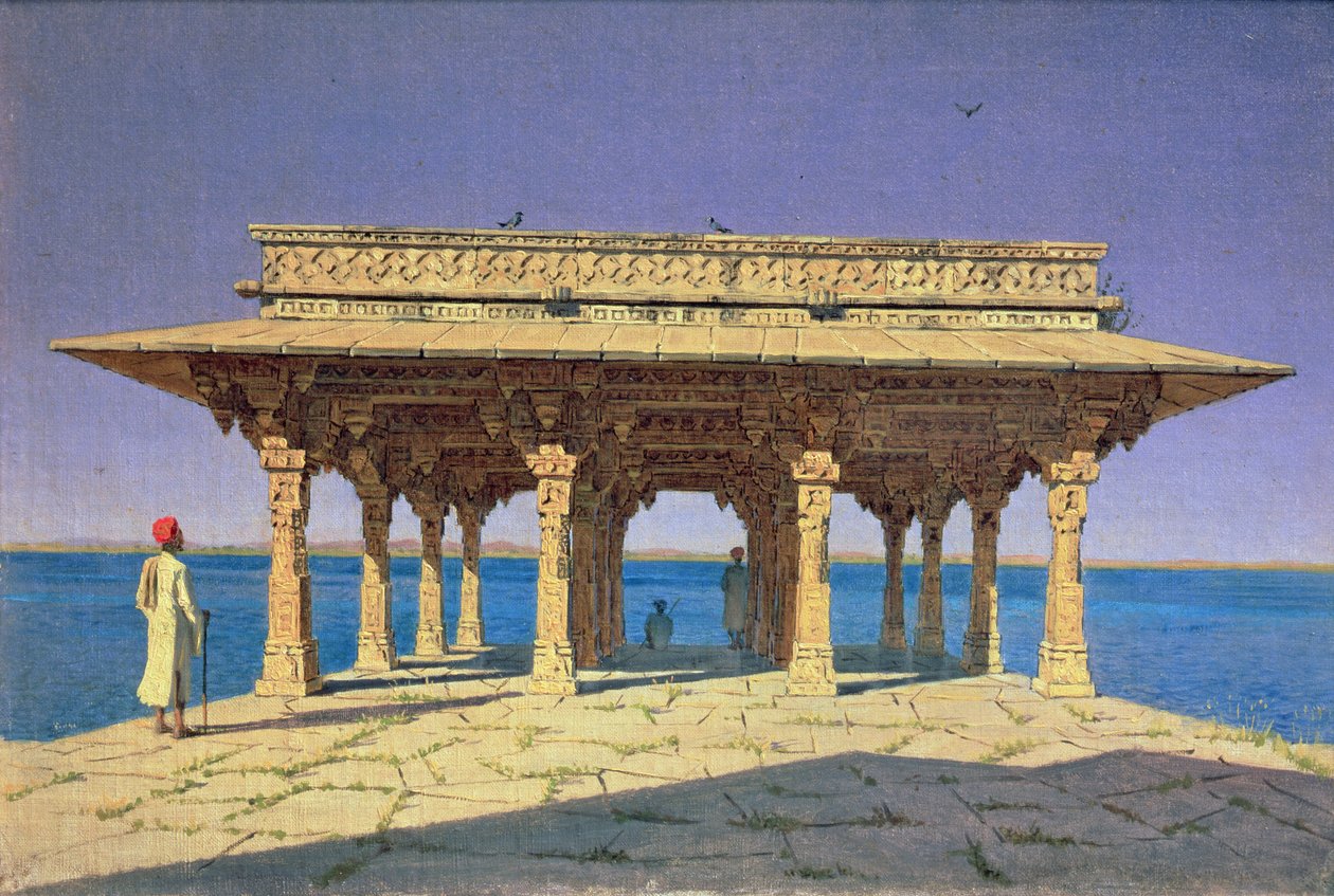 晚上在湖 作者 瓦西里·瓦西里耶维奇（Vasili Vasilievich Vereshchagin）