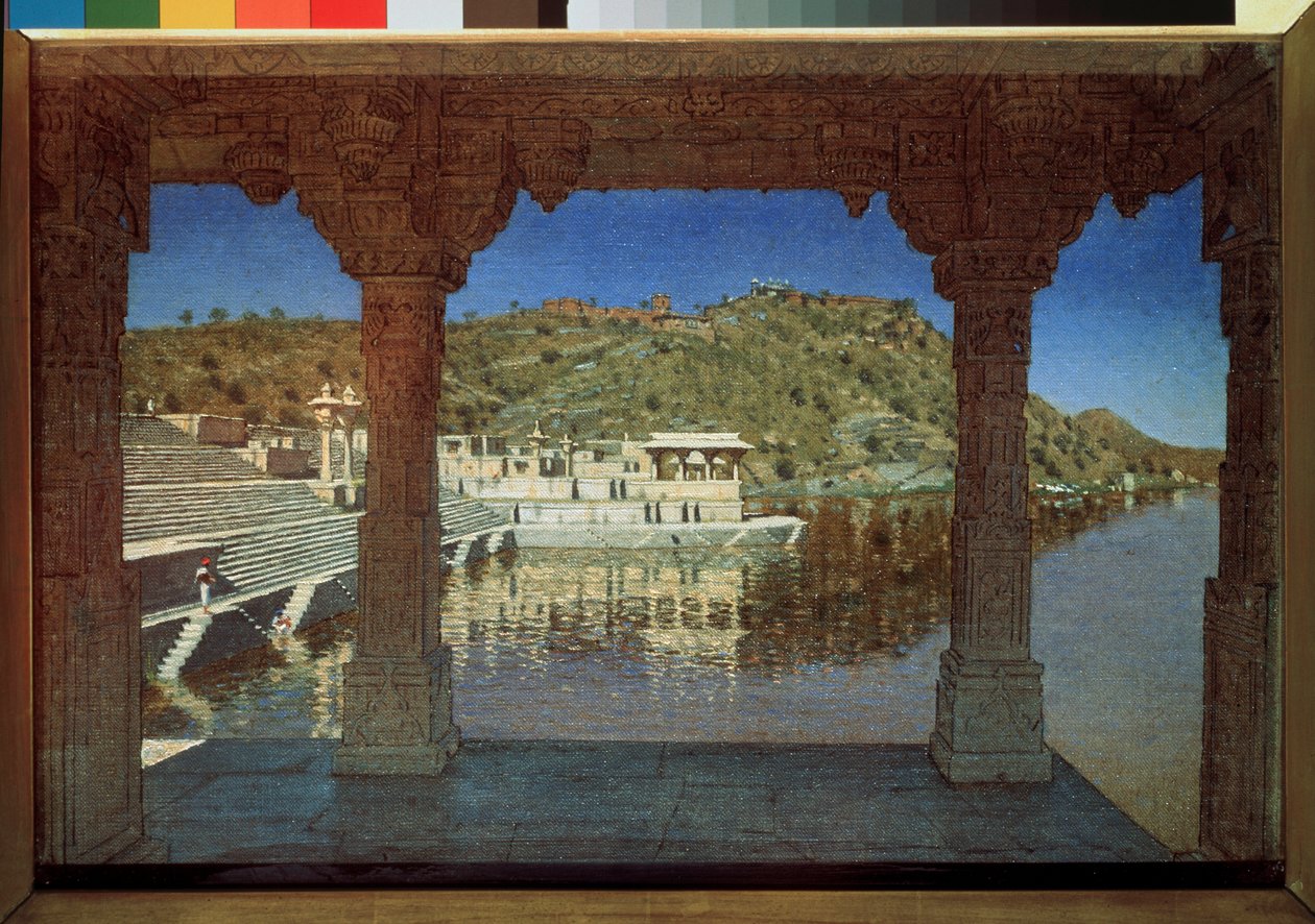 Rajasthan (Inde), sur le lac a Udaipur (Rajasthan, at the Lake in Udaipur) - Peinture de Vasili Vasilyevich Vereshchagin (Vassili Verechtchaguine) (1842-1904), huile sur toile 作者 瓦西里·瓦西里耶维奇（Vasili Vasilievich Vereshchagin）