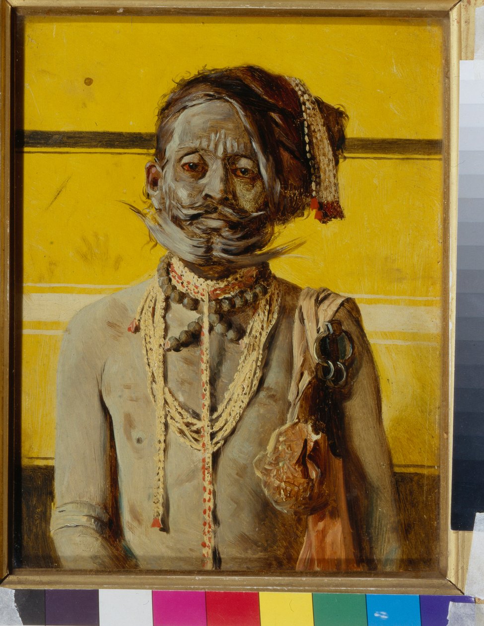 Un fakir (A fakir) - Peinture de Vasili Vasilyevich Vereshchagin (Vassili Verechtchaguine) (1842-1904), huile sur bois (24,2x18,8 cm) 作者 瓦西里·瓦西里耶维奇（Vasili Vasilievich Vereshchagin）