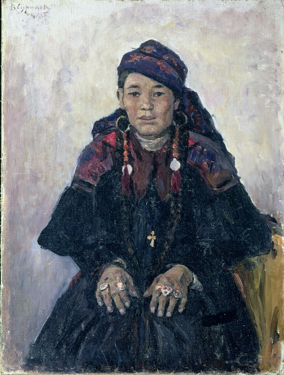1909年哥萨克妇女的肖像 作者 瓦西里（Vasilij Ivanovic Surikov）