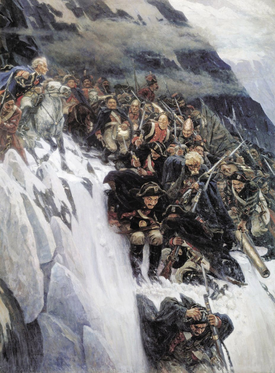 苏沃洛夫的军队于1899年，1899年穿越阿尔卑斯山 作者 瓦西里（Vasilij Ivanovic Surikov）