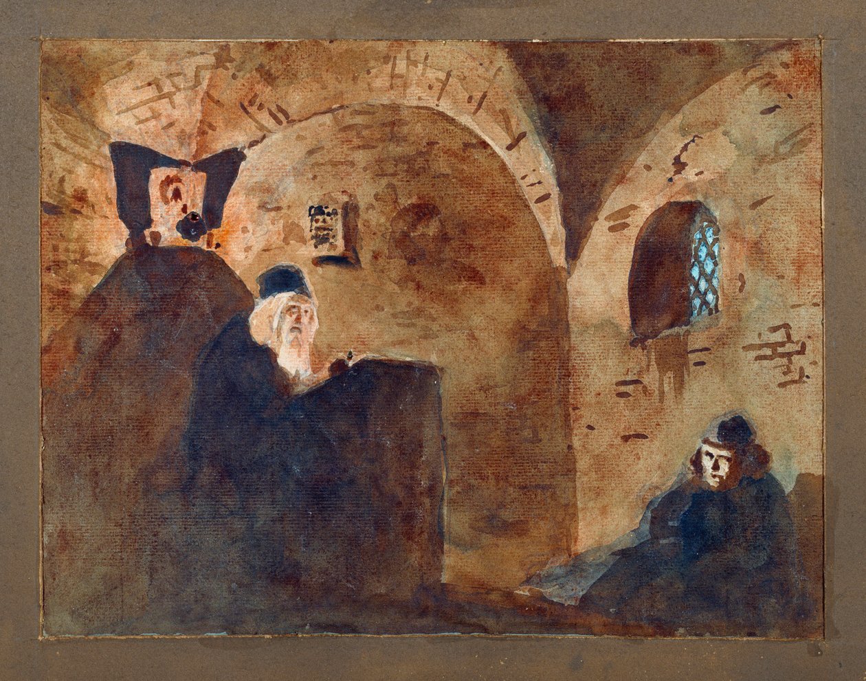 莫德斯特-穆索尔斯基（Moussorgsky）（1839-1881 年）歌剧《鲍里斯-戈杜诺夫》的准备厅装饰 - 穆索尔斯基歌剧《鲍里斯-戈杜诺夫》的舞台设计 - 瓦西里-德米特里耶维奇-波列诺夫（1844-1927 年）作品，纸板上的水彩和水粉画 作者 瓦西里·德米特里耶维奇·波列诺夫