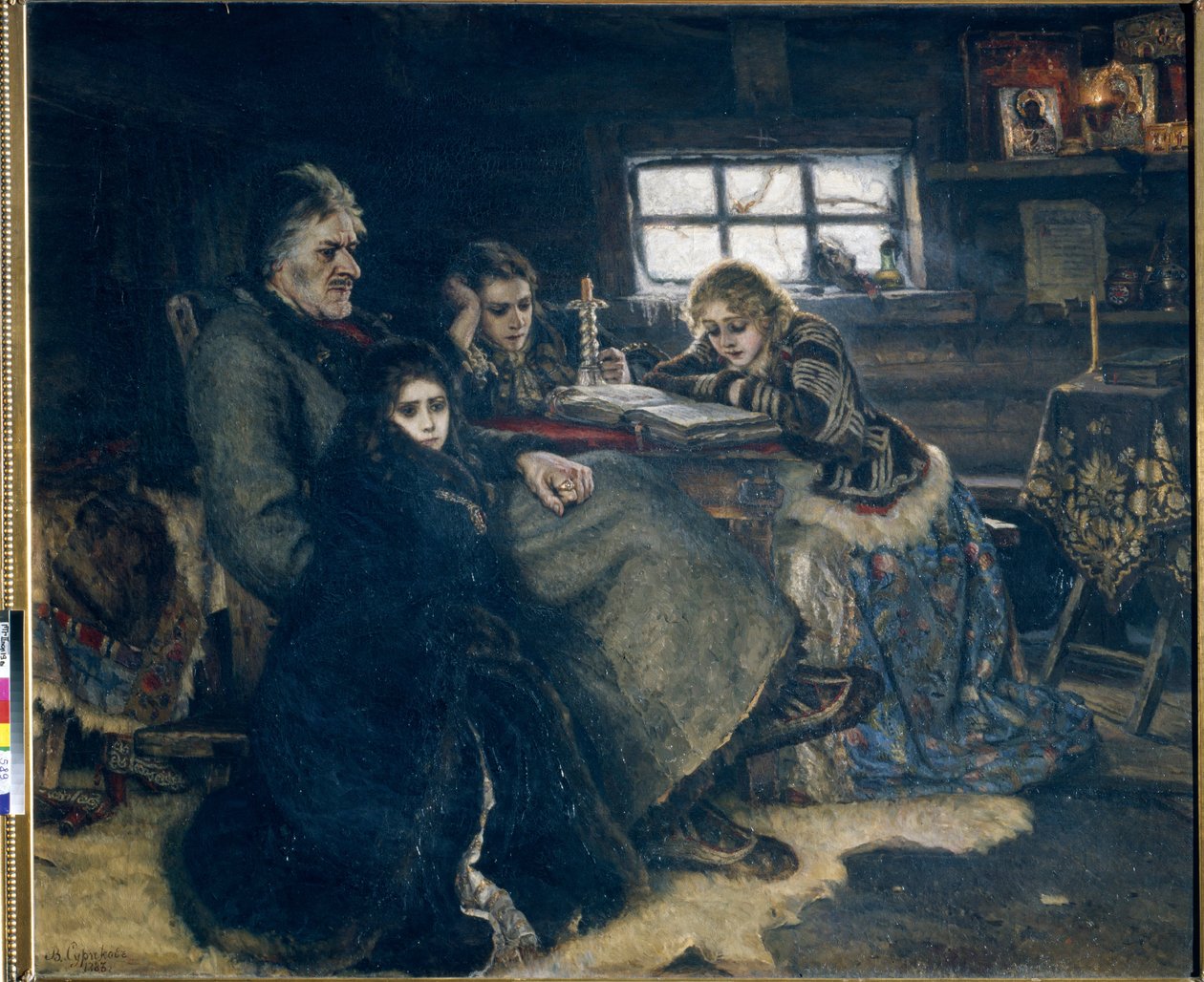 流亡中的亚历山大-丹尼洛维奇-门奇科夫及其家人 作者 瓦西里（Vasilij Ivanovic Surikov）