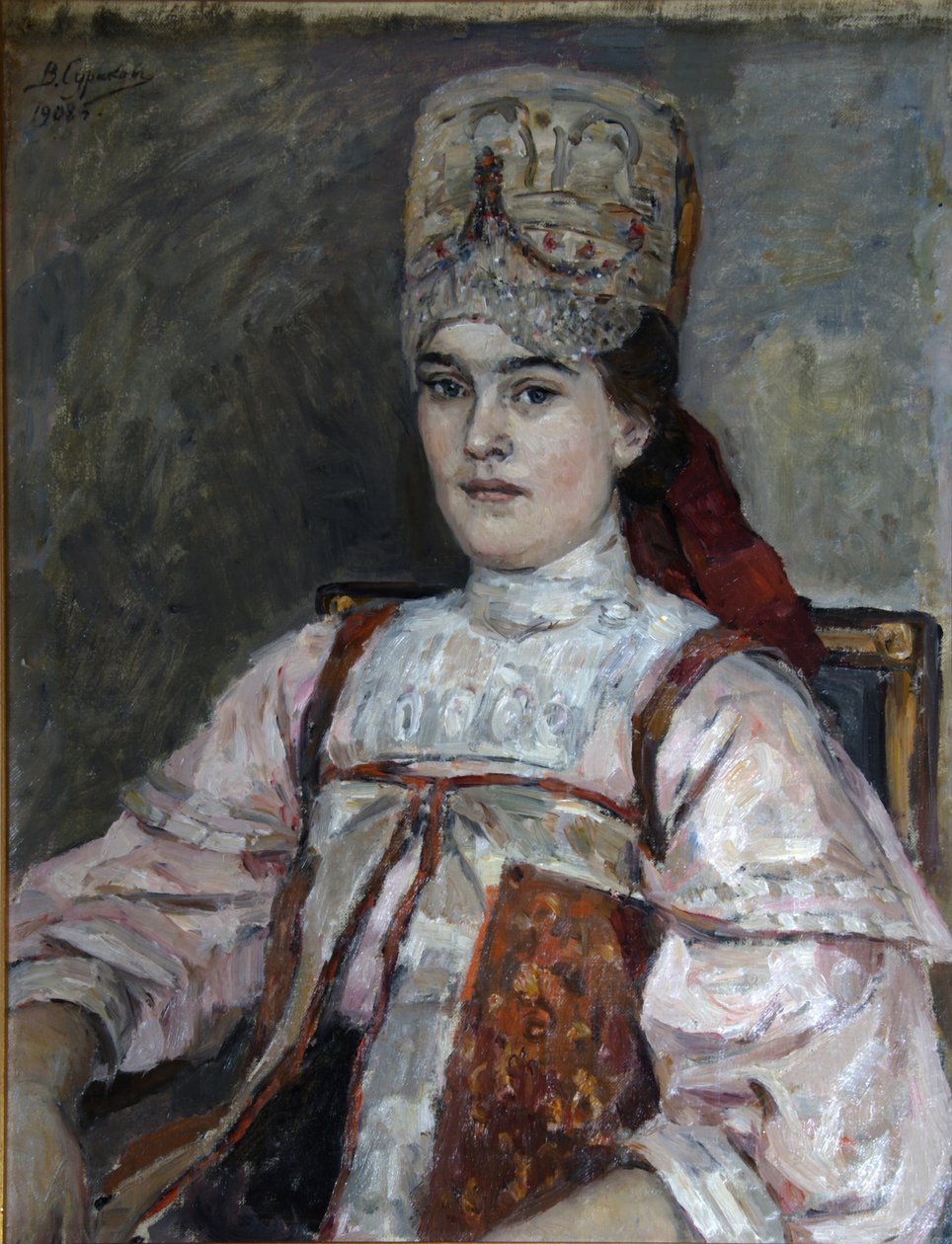 Natalia Fyodorovna Matveyeva的肖像，1908年 作者 瓦西里（Vasilij Ivanovic Surikov）