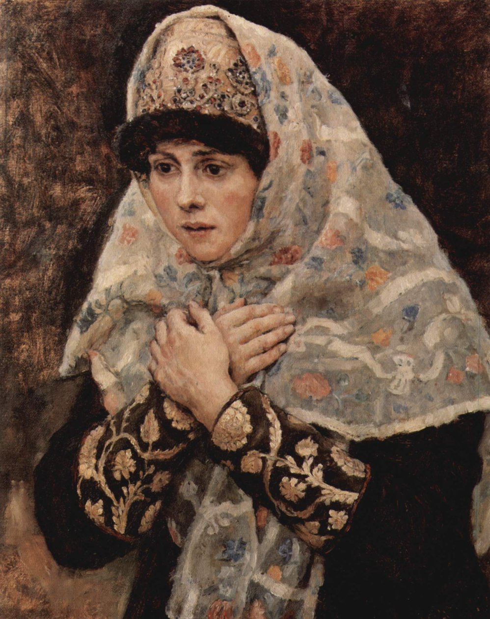 双手交叉的博雅女孩 作者 瓦西里·苏里科夫（Vasily Surikov）