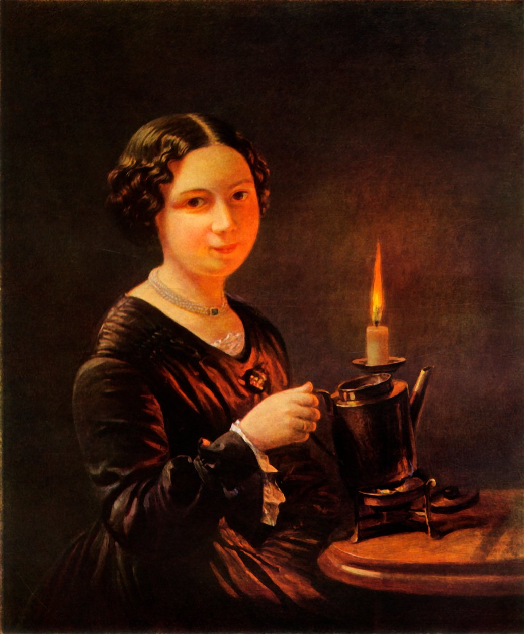 蜡烛的女孩（1840年代），1965年。 作者 瓦西里·托品宁
