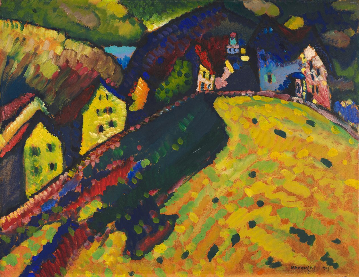 穆尔瑙的房屋，1909年。 作者 瓦西里·康定斯基