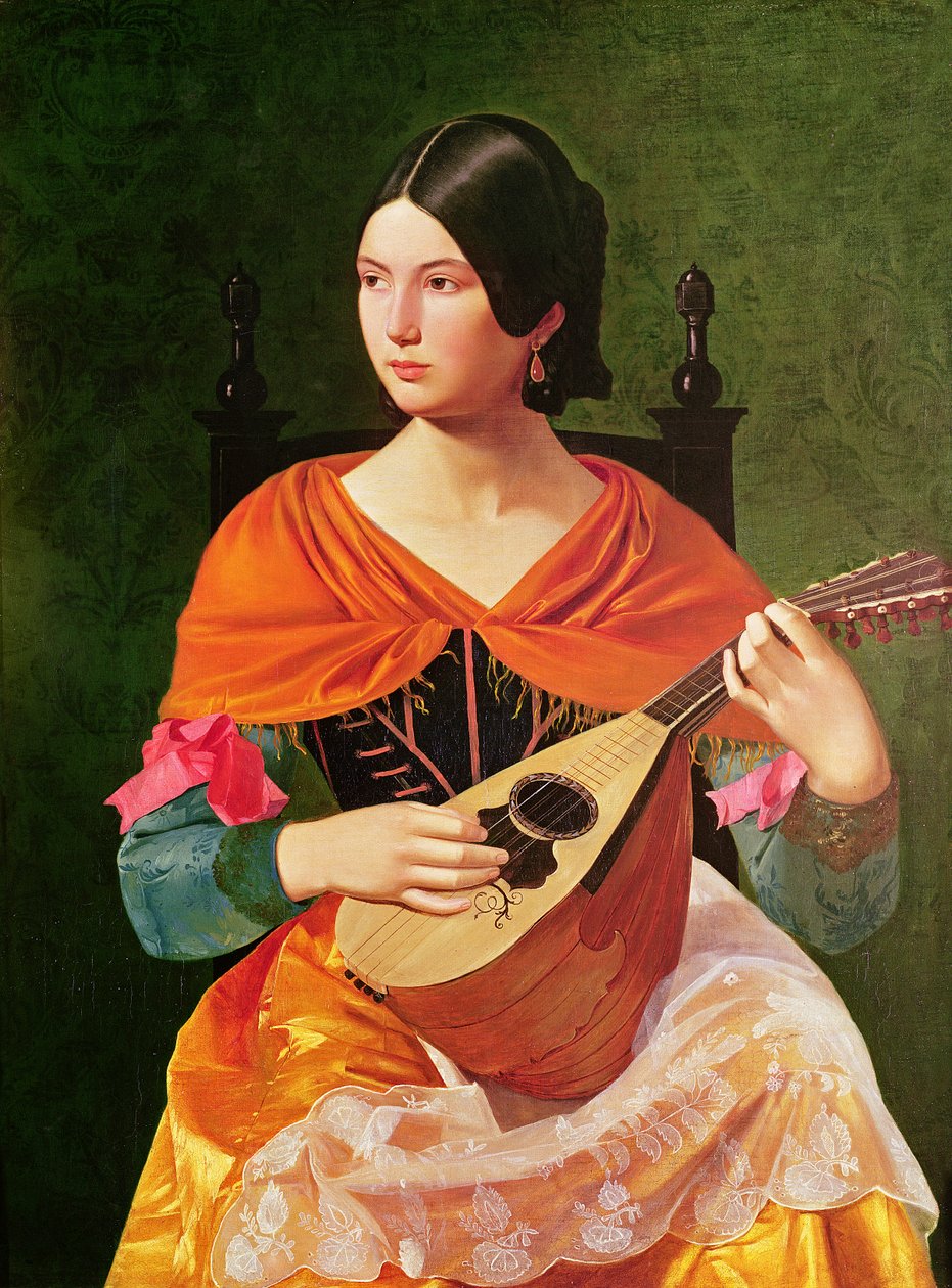 曼陀林的年轻女子，1845年至1847年 作者 Vekoslav Karas