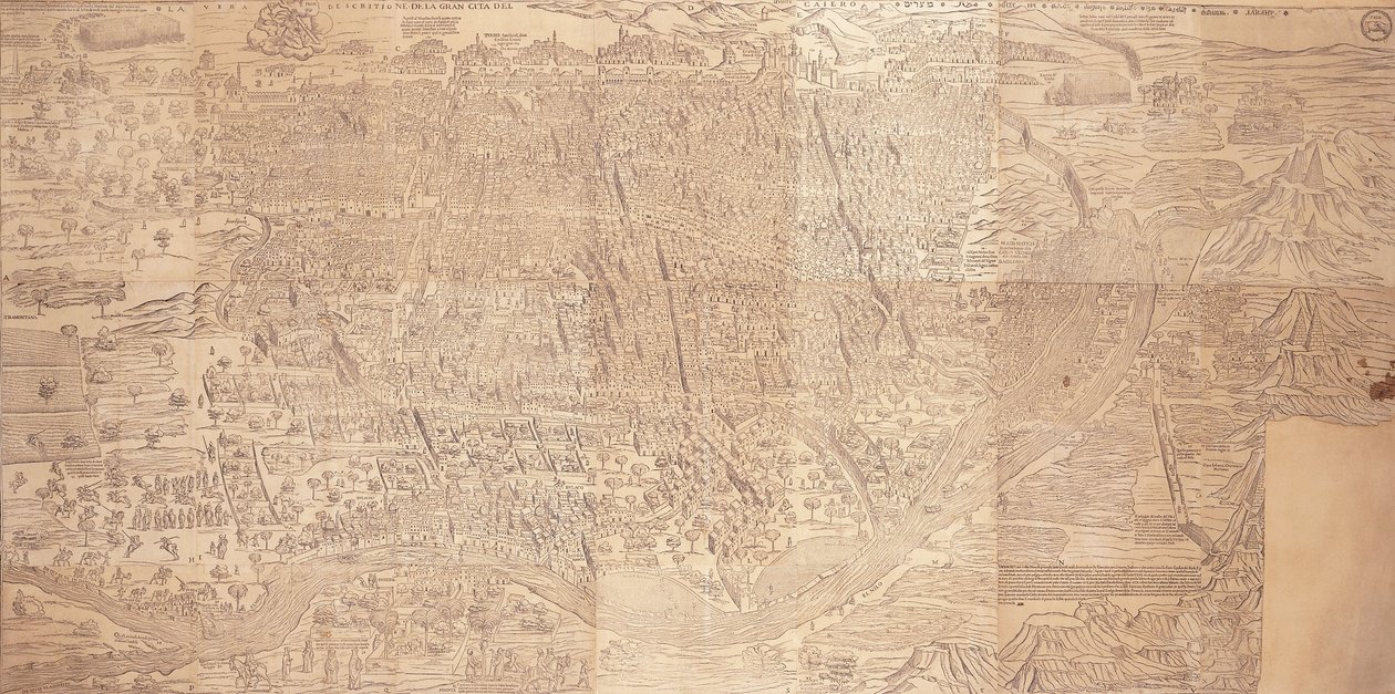 开罗地图，鸟瞰图，1549年 作者 威尼斯人学校