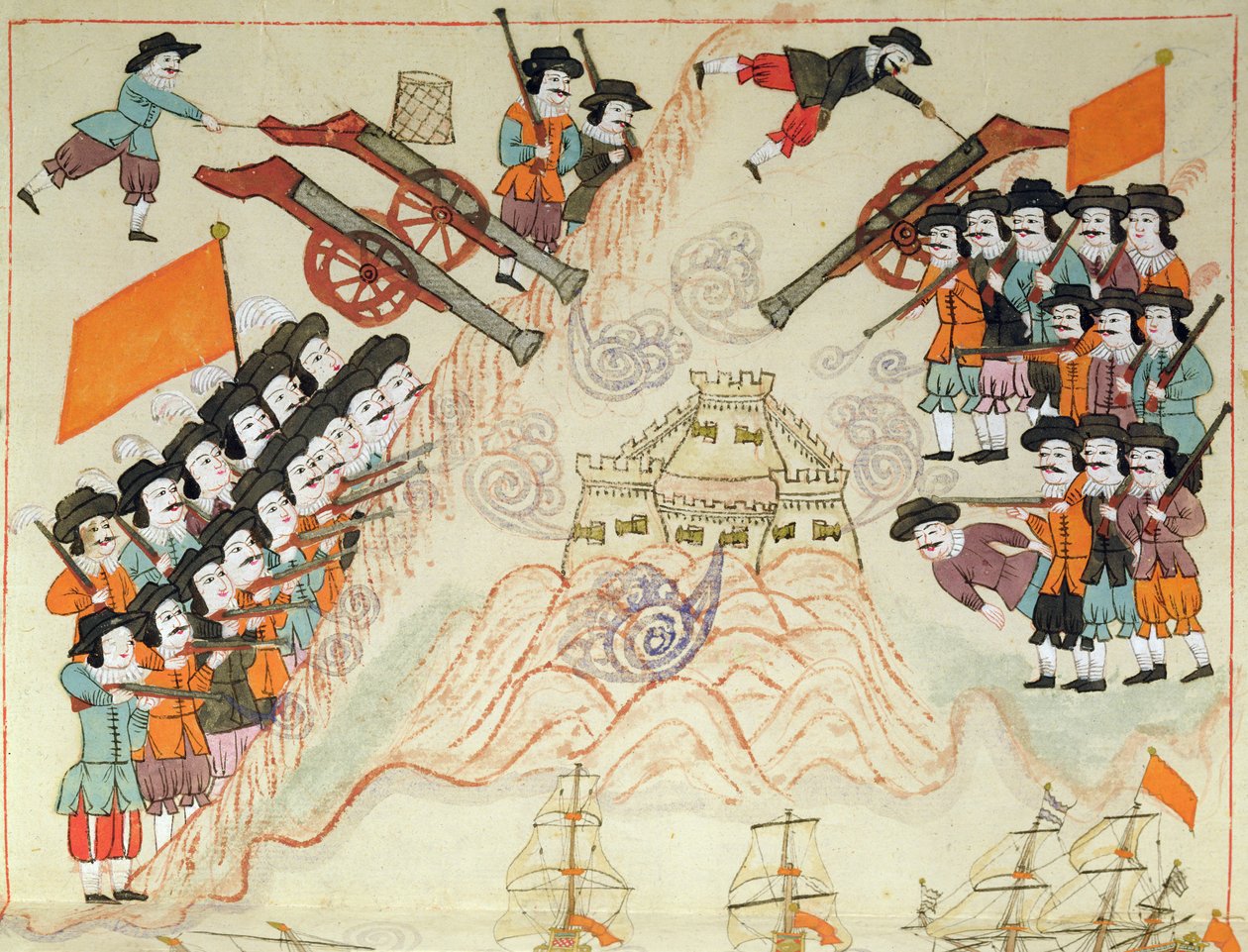 cicogna女士1971年，来自Memorie Turchesche的缩影，描绘威尼斯人及其盟友从奥斯曼土耳其人手中夺回Limnos堡垒 作者 威尼斯人学校