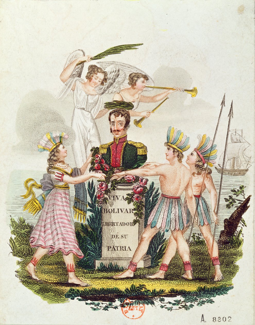 流行的图像Extolling Bolivar，c.1840 作者 委内瑞拉学校
