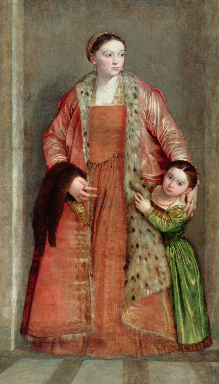 伯爵夫人Livia da Porto Thiene和她的女儿，Portia，c.1551的肖像 作者 保罗·韦罗内塞