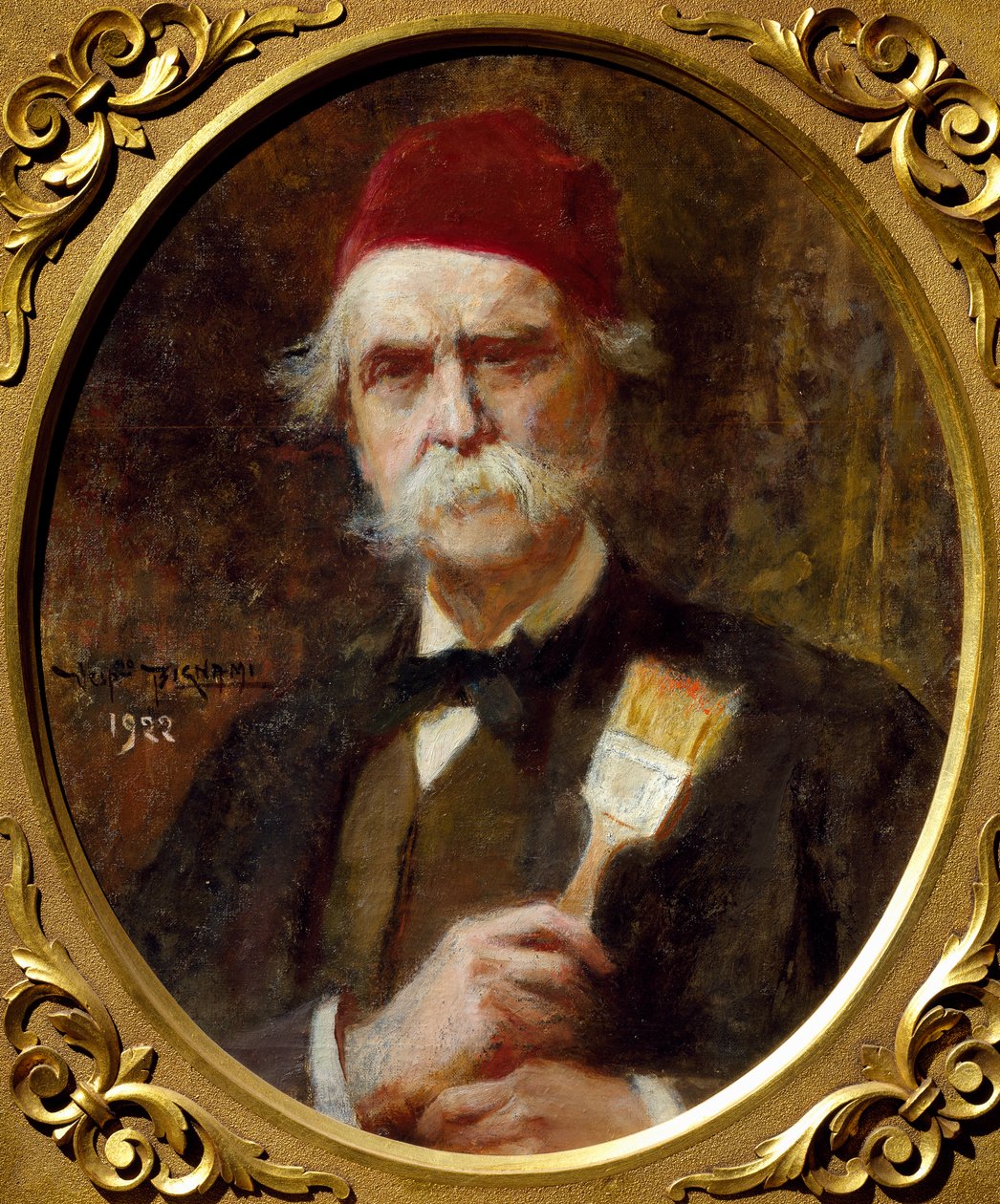 维斯帕斯诺-比尼亚米（1841-1929）的自画像，布面油画，55x62厘米 作者 Vespasiano Bignami