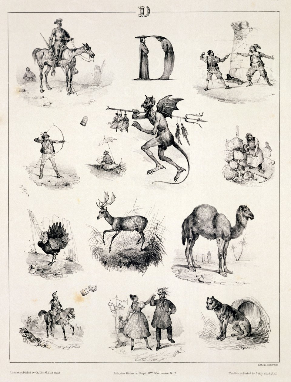 字母D的字母D，1832年 作者 维克多·亚当