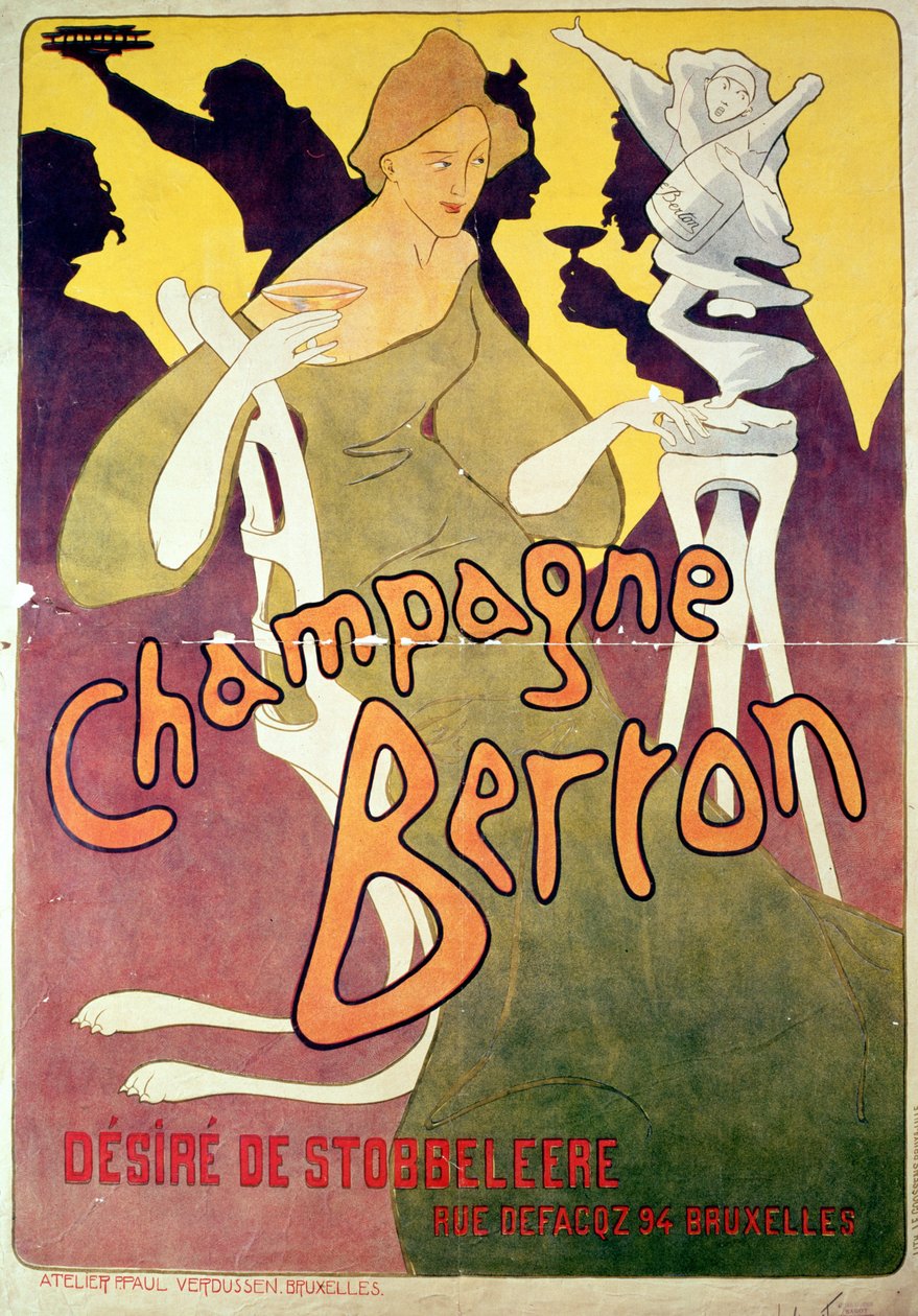 Champagne Berton，由Josse Goosens 1876-1929 c.1900彩色平版印刷 作者 维克多·米尼奥特