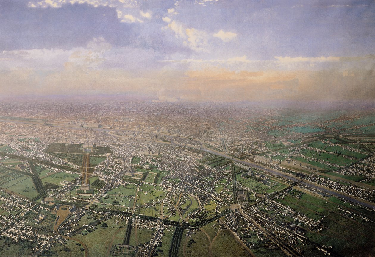 从热气球巴黎一般视图，1855年（详细） 作者 维克多·纳弗莱特