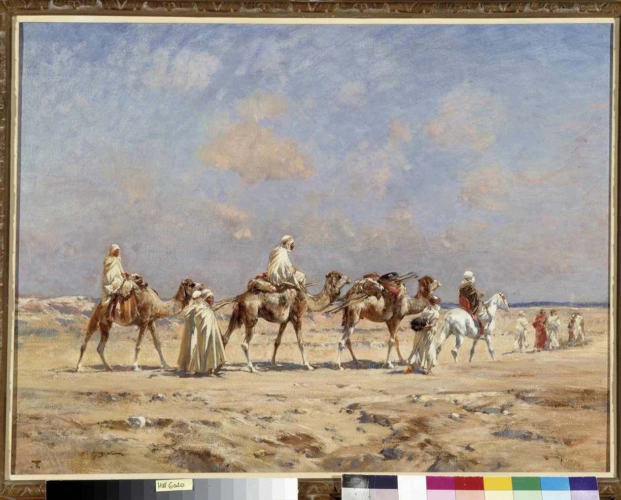 沙漠中的大篷车 皮埃尔-维克多-胡盖特（Pierre Victor Huguet，1835-1902 年）的画作 必须提及：普罗旺斯问候基金会收藏，马赛 作者 维克多·皮埃尔·休格