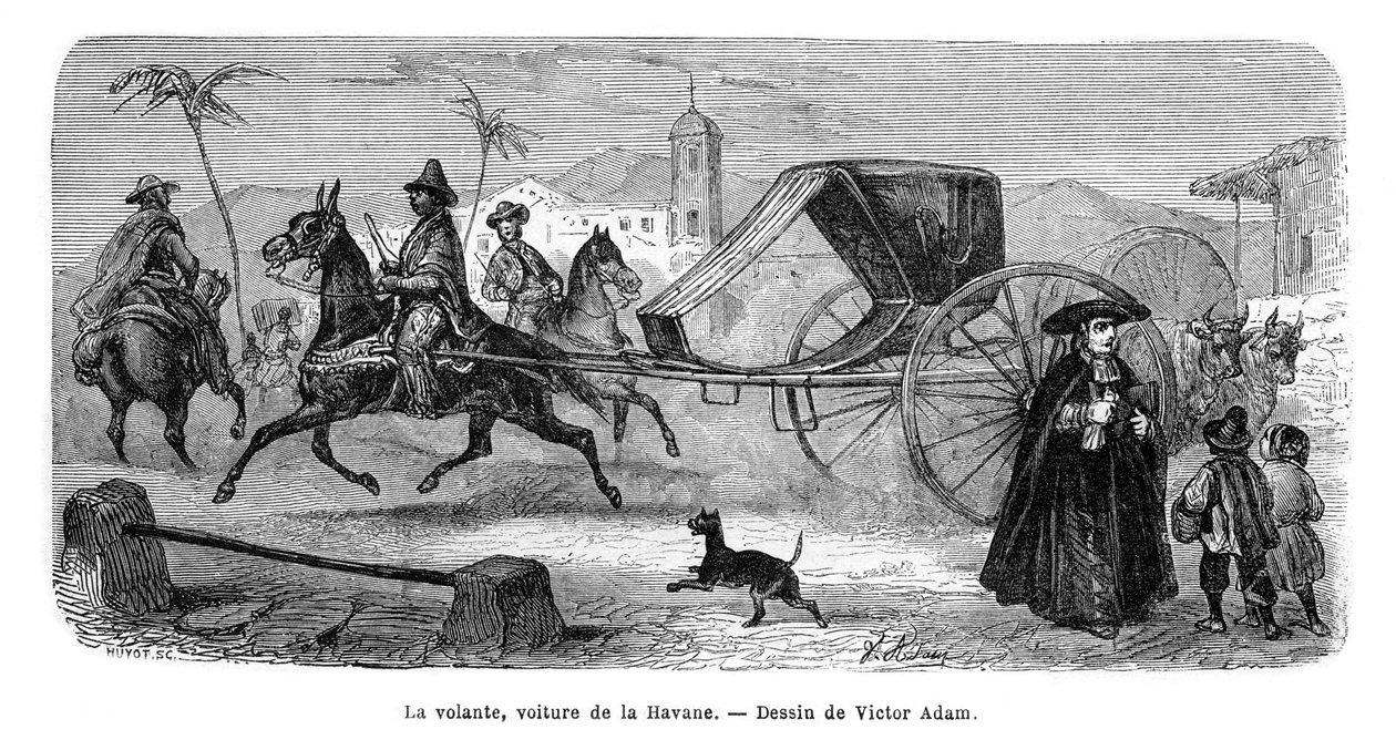 马车，古巴哈瓦那，1859年。 作者 维克多·亚当
