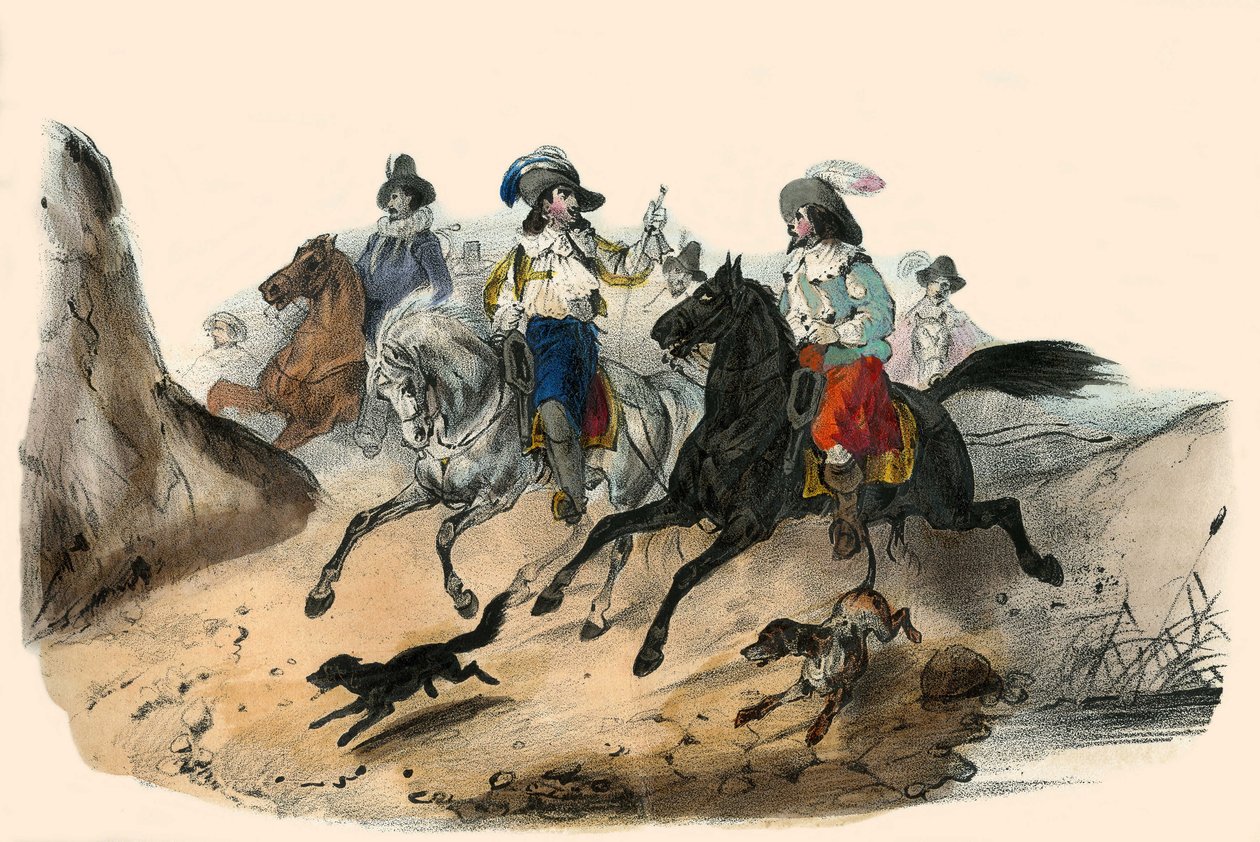 Le defi, entre 2 gentilhommes. in Album Grotesque, Choix de Types Remarkable", illustrations by Victor Adam, Paris, circa 1850. 作者 维克多·亚当