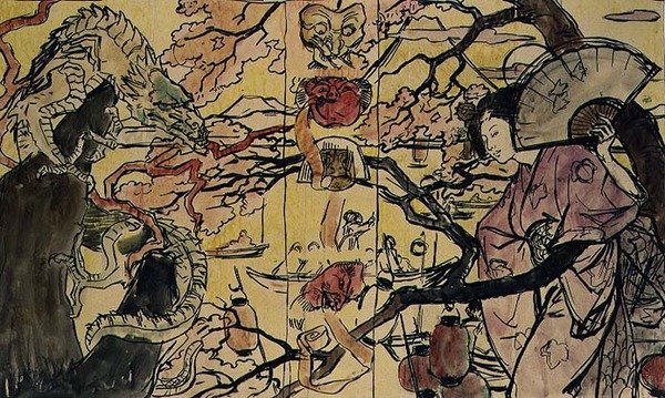 日本艺术书的装帧草图（纸上水彩画） 作者 Victor Emile证明