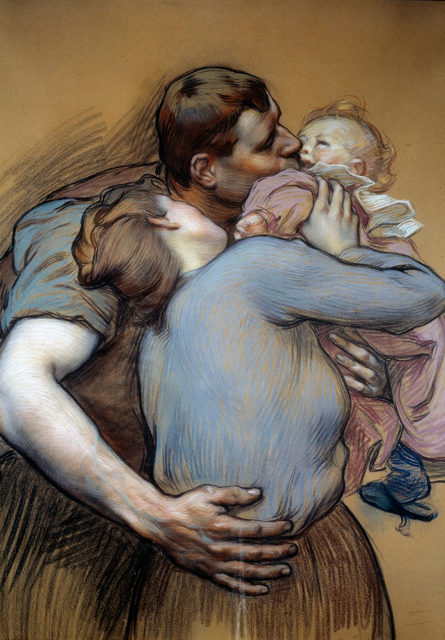 家庭。 Victor Prove (1856-1943) 的绘画 作者 Victor Emile证明