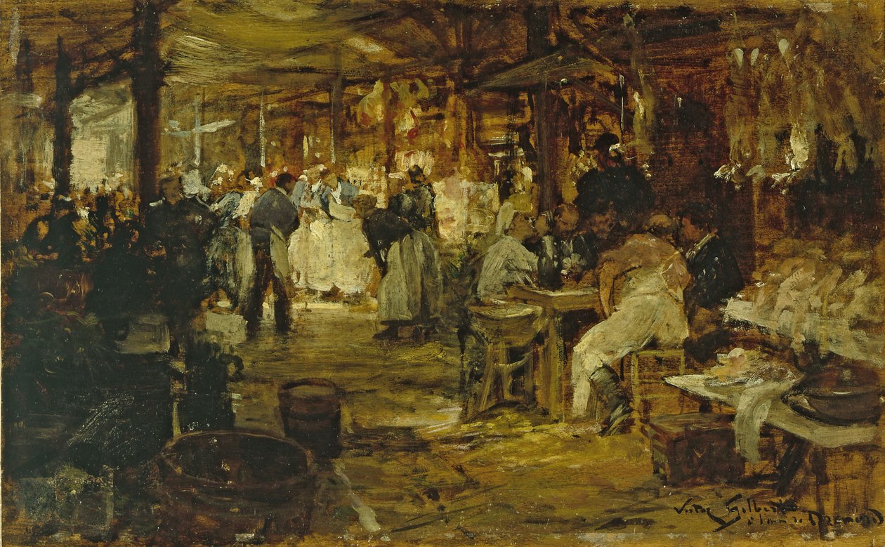 Le marché de la Madeleine，约 1890 年（木板油画） 作者 维克多·加布里埃尔·吉尔伯特