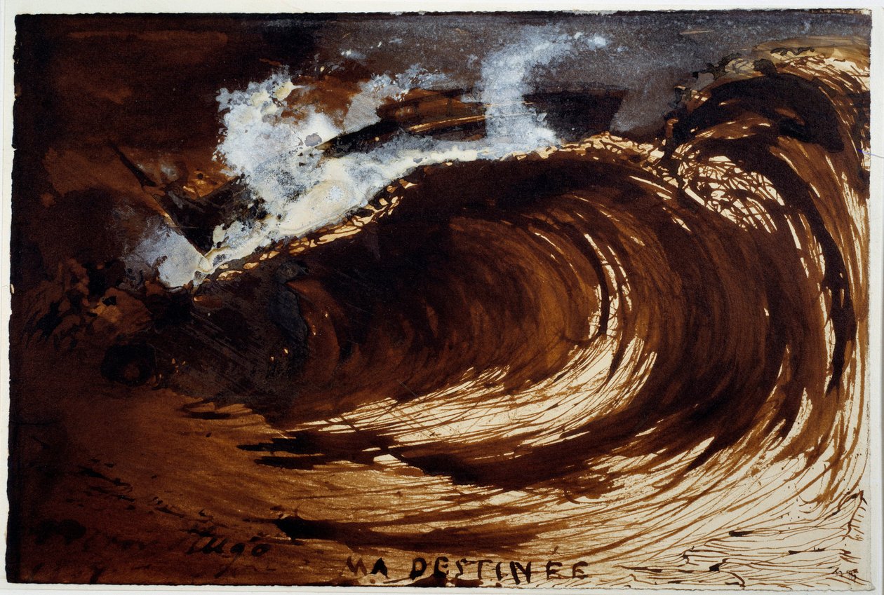 我的命运。 海中波浪的表示。 维克多·雨果 (1802-1885) 的绘画 作者 维克多·雨果