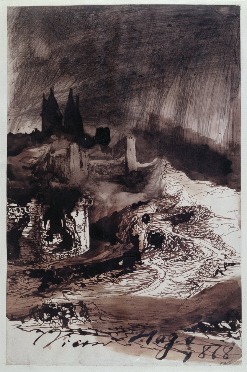城堡，1878年（笔和墨水在纸上洗） 作者 维克多·雨果