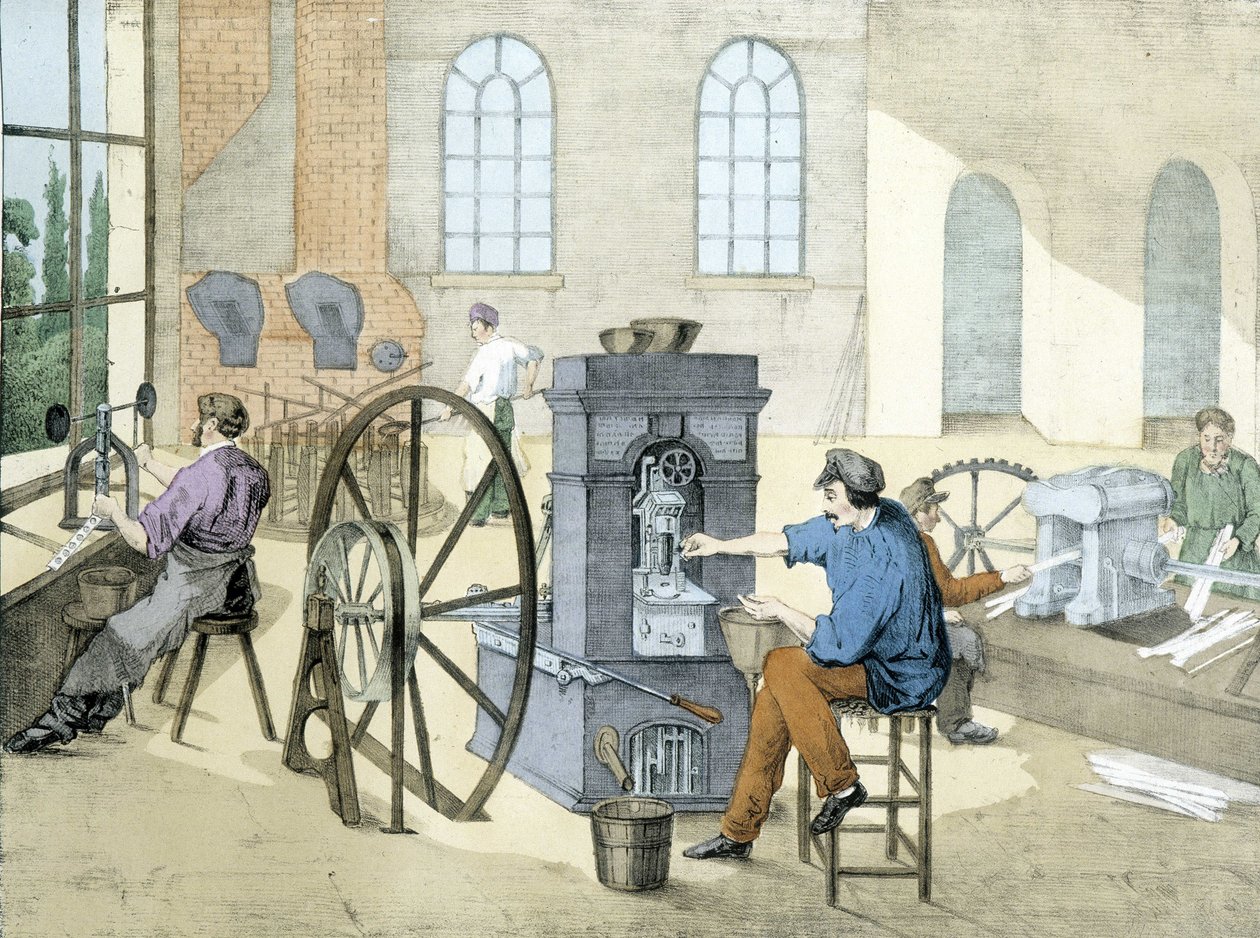 硬币店（硬币铸造）（硬币制造），Litho de Janson。19世纪。 作者 维克多·詹森（Victor Janson）